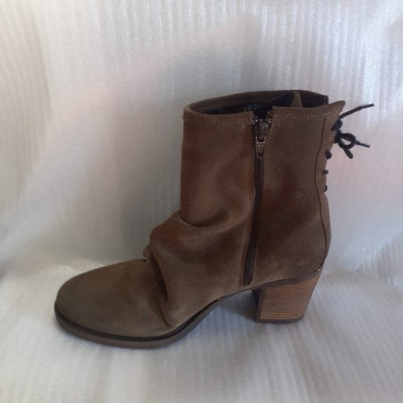 Olive Green WATERPROOF LEATHER Lined Heeled Boot with Zipper Made in Portugal 39 - Picture 2 of 7